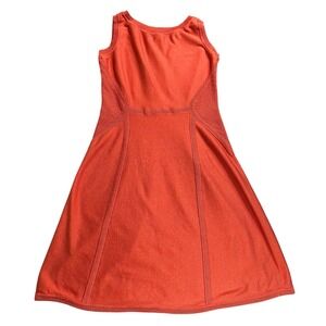 Peruvian Connection Orange Knit Fit Flare Dress Size M 100 Pima Cotton
